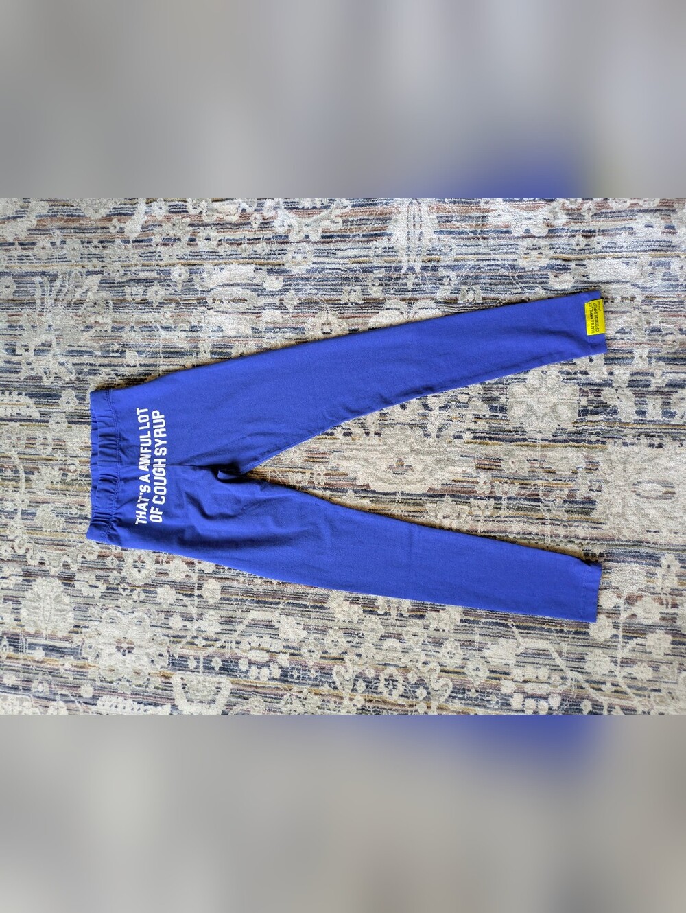 NWOT That's A Awful Lot Of Cough Syrup Desto Dubb Royal Blue Leggings Size Small